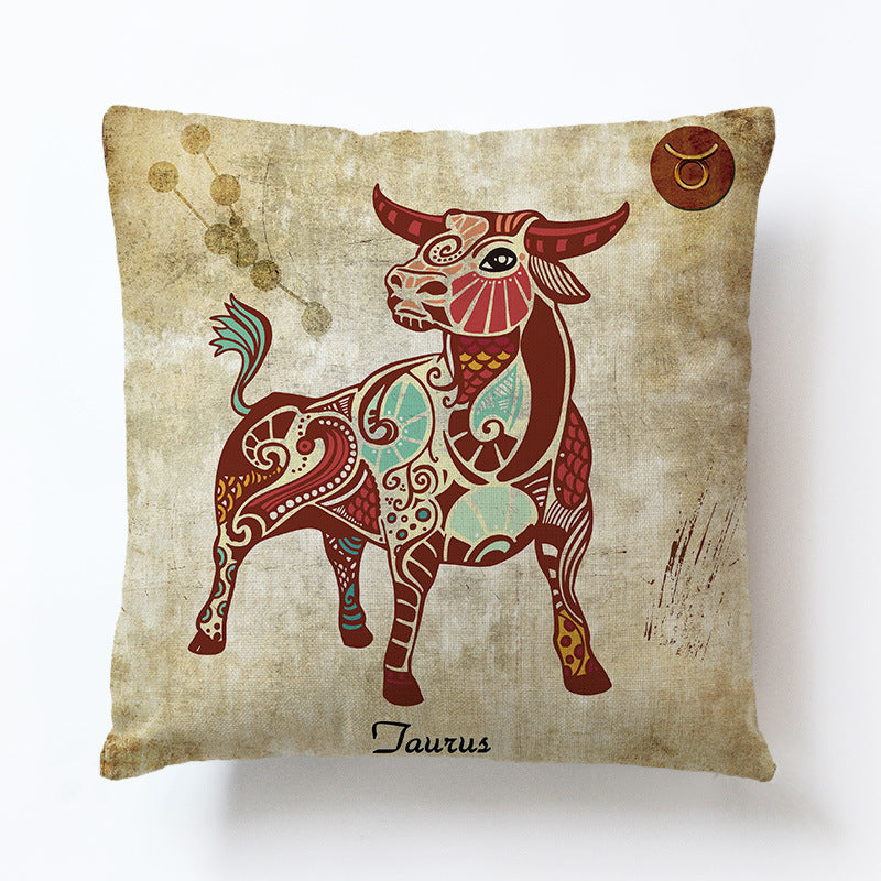 Zodiac Linen Pillowcase-Pillow Covers