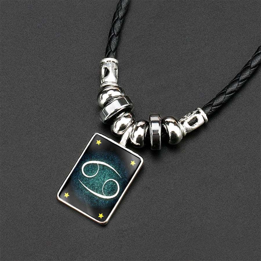 Obsidian Zodiac Pendant Necklace