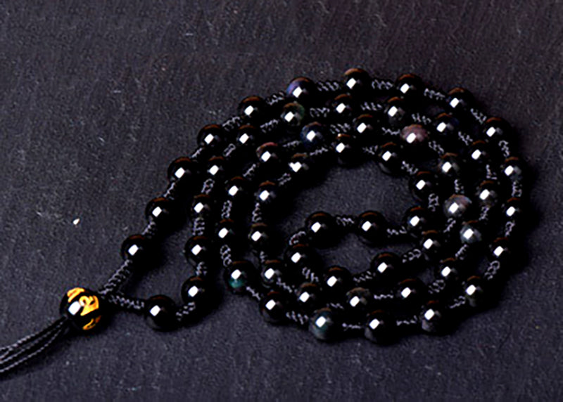 Natural Obsidian  Buddha Pendant and Beads