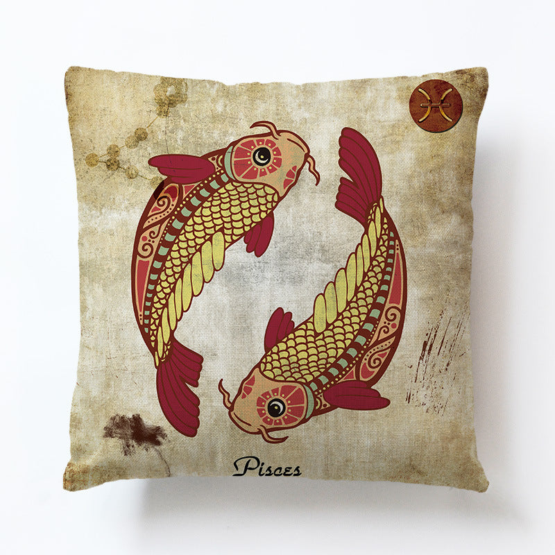 Zodiac Linen Pillowcase-Pillow Covers