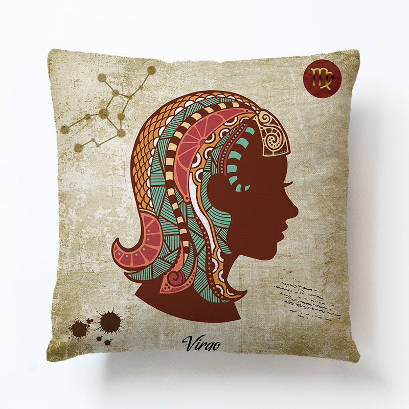 Zodiac Linen Pillowcase-Pillow Covers