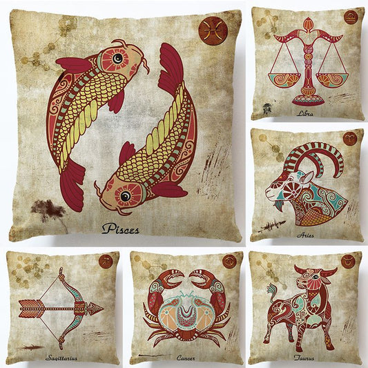 Zodiac Linen Pillowcase-Pillow Covers