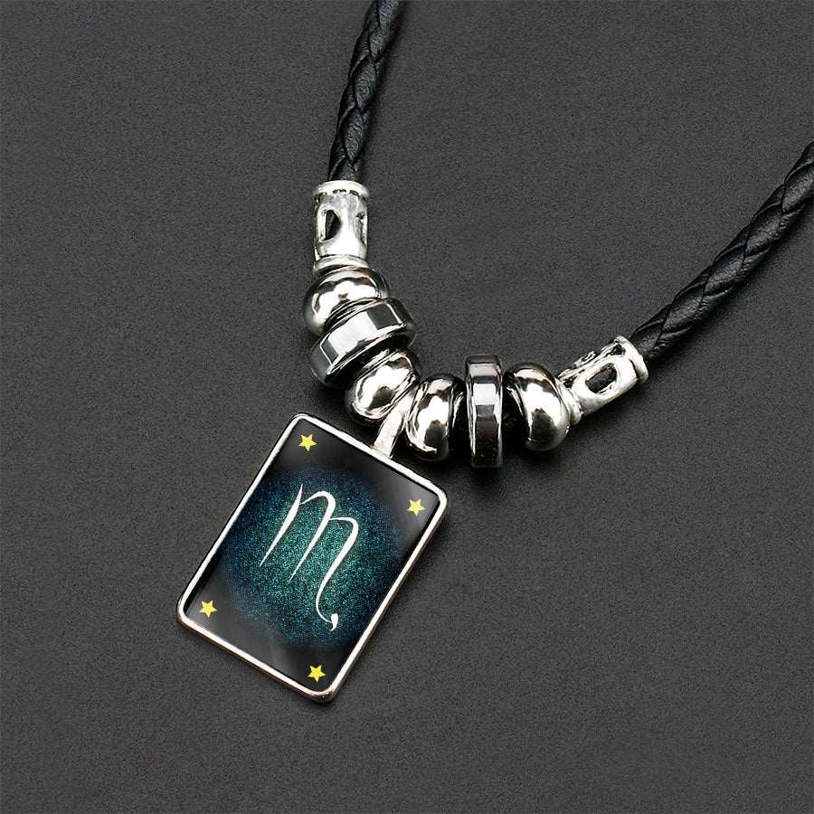 Obsidian Zodiac Pendant Necklace