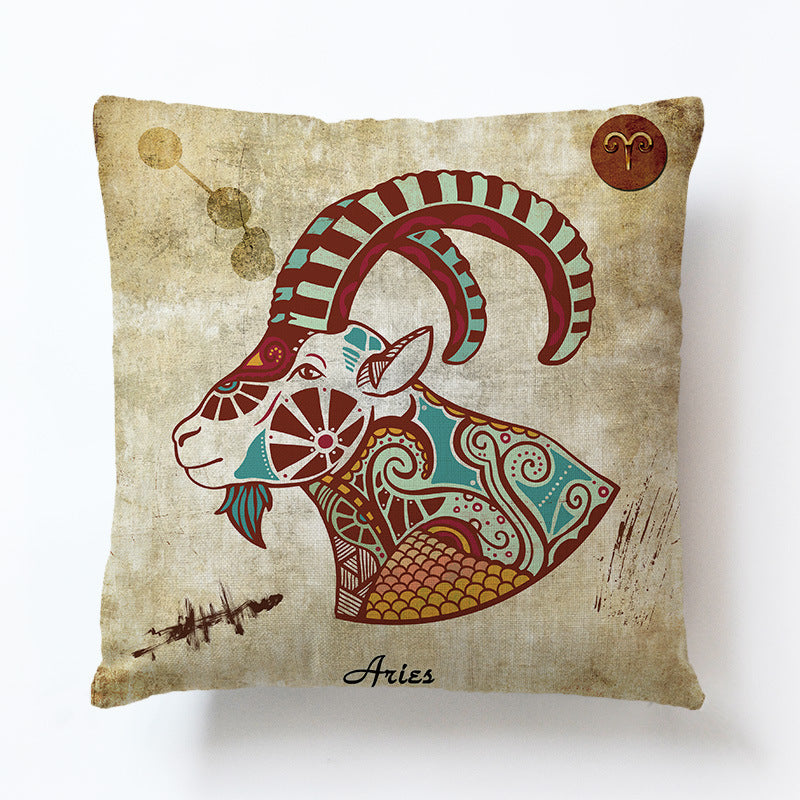 Zodiac Linen Pillowcase-Pillow Covers