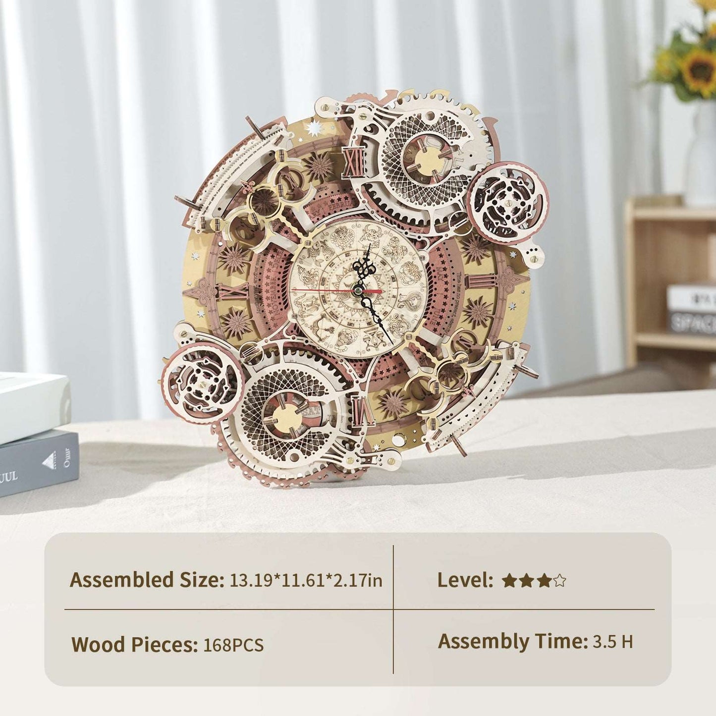 Robotime ROKR Zodiac Wall Clock 3D Wooden Puzzle Model -2 styles