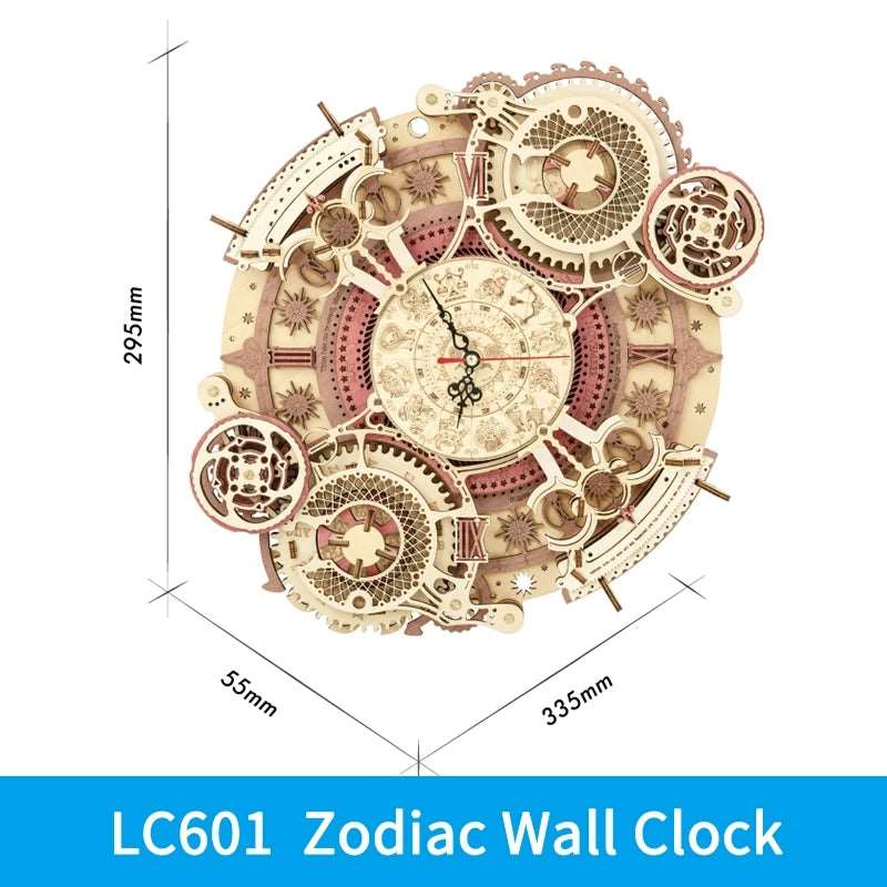 Robotime ROKR Zodiac Wall Clock 3D Wooden Puzzle Model -2 styles