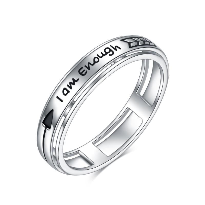 Sterling Silver- I Am Enough Inspirational Spinner Ring  Size 7