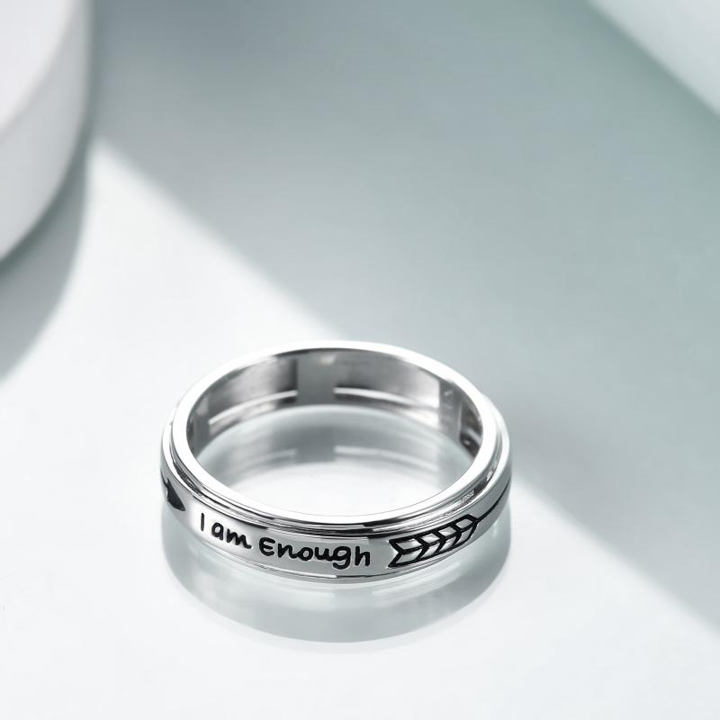 Sterling Silver- I Am Enough Inspirational Spinner Ring  Size 7