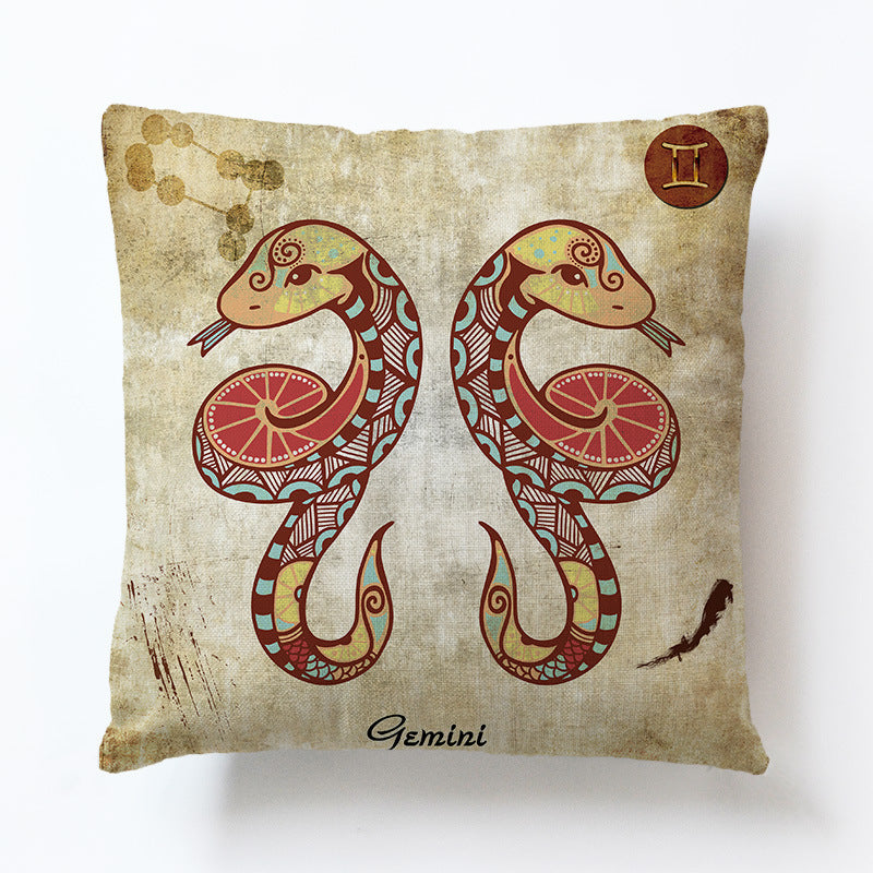 Zodiac Linen Pillowcase-Pillow Covers