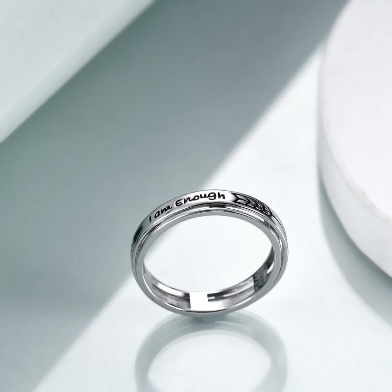 Sterling Silver- I Am Enough Inspirational Spinner Ring  Size 7